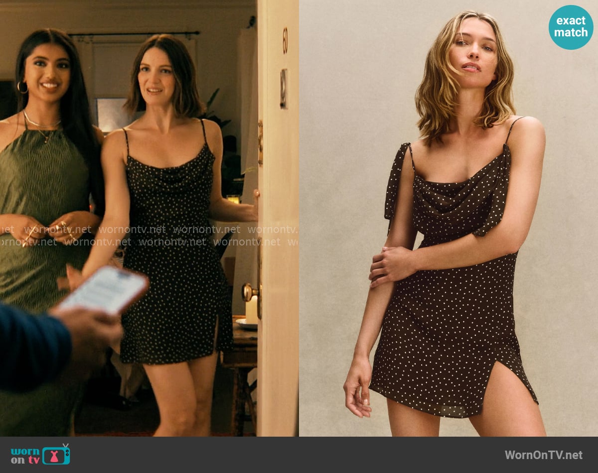 Reformation Dorsia Dress in Colette Dot worn by AJ Pascarelli (Ella Hunt) on Not Suitable For Work