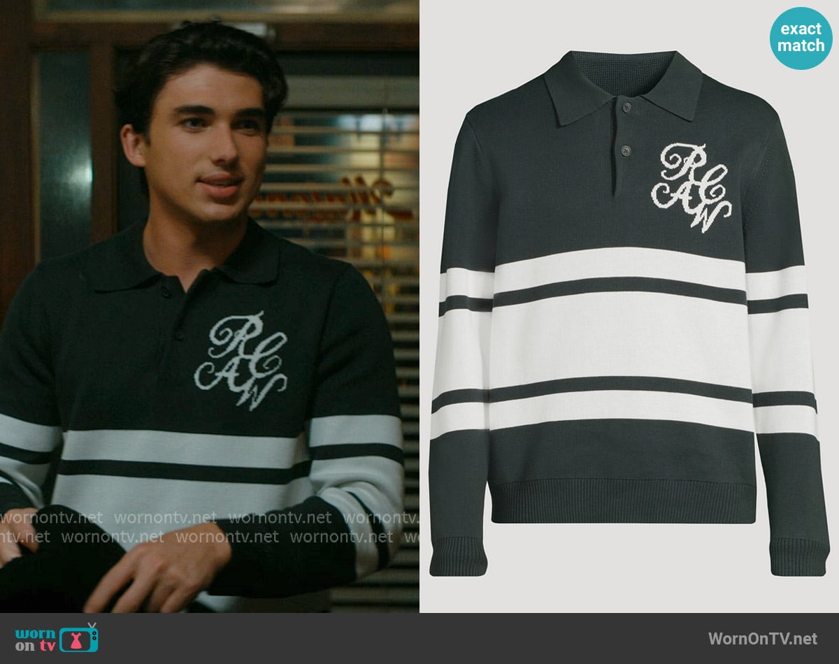Reigning Champ Supima Double Knit RCAW Rugby Sweater worn by Hunter Davenport (Charlie Evans) on Off Campus