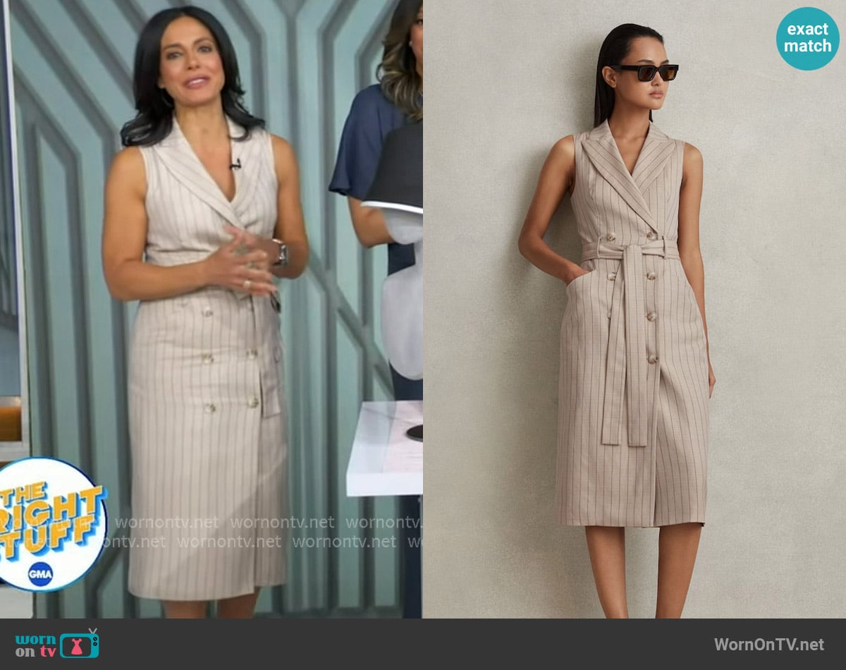 Reiss Andie Wool Blend Striped Double Breasted Midi Dress worn by Dr Tara Narula on Good Morning America