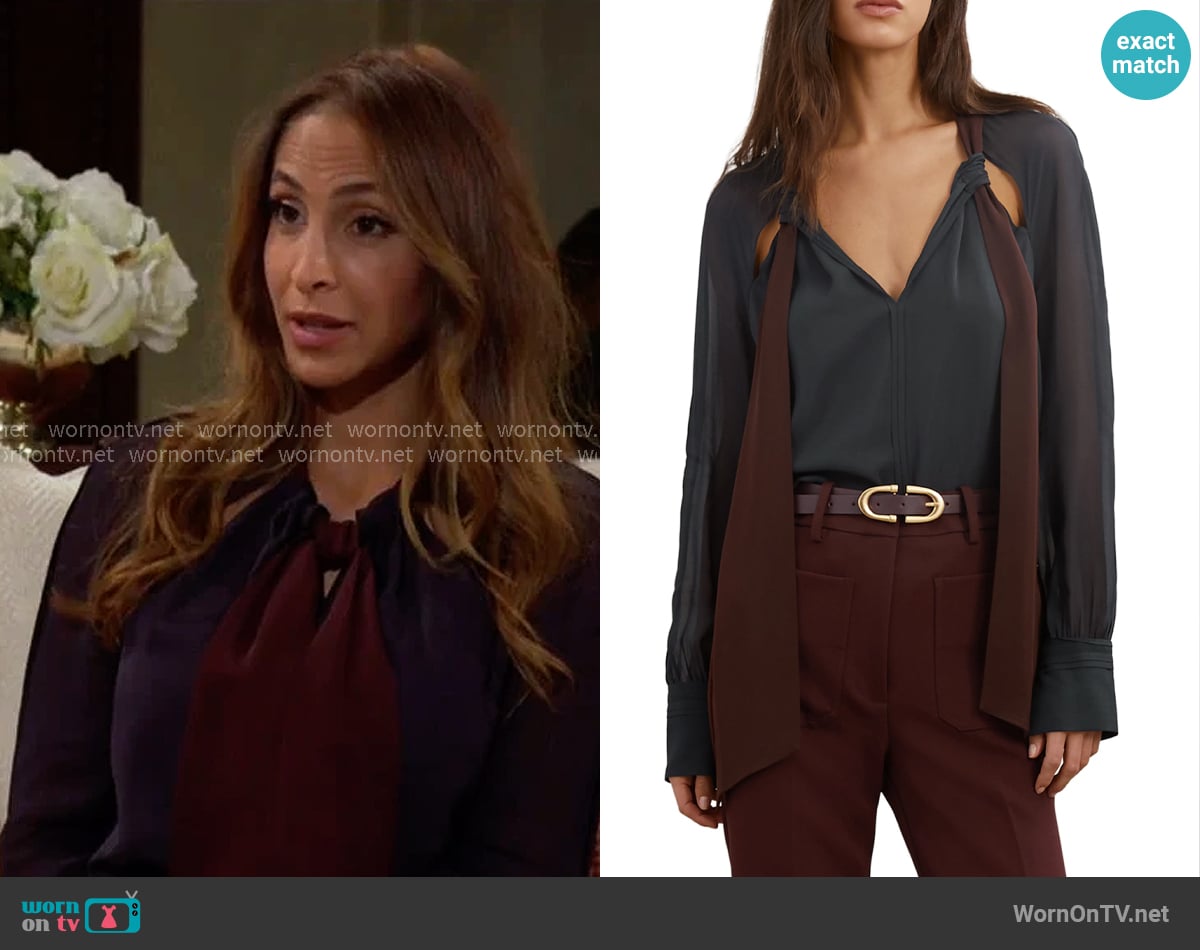 Reiss Jasmine Tie Cutout Top worn by Lily Winters (Christel Khalil) on The Young and the Restless