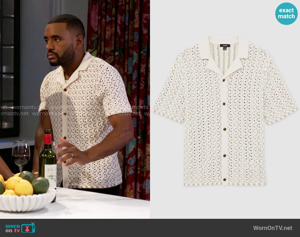 Reiss Roulette Shirt in Natural worn by Andre Richardson (Sean Freeman) on Beyond the Gates