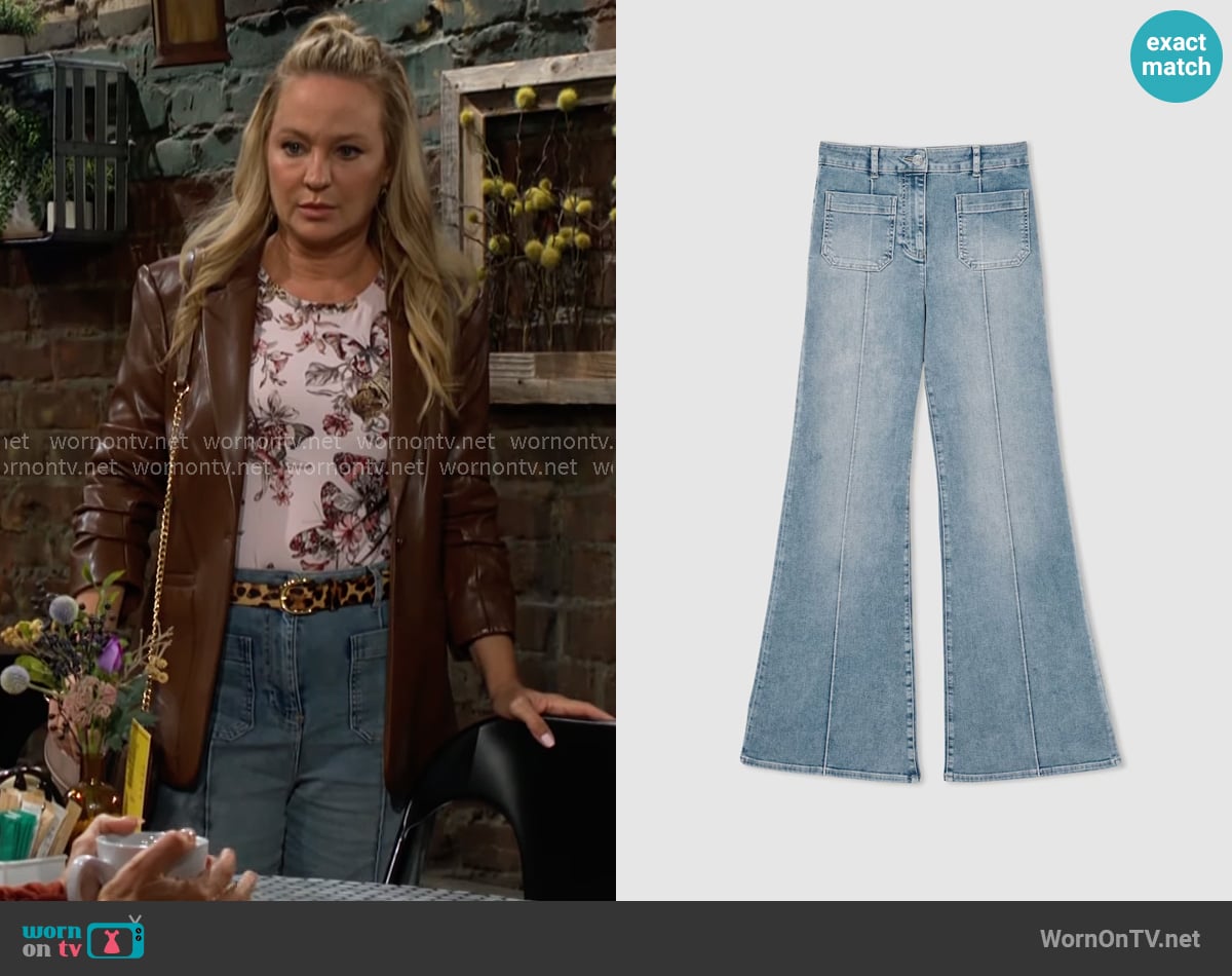 Reiss Sakura Jeans in Light Blue worn by Sharon Newman (Sharon Case) on The Young and the Restless