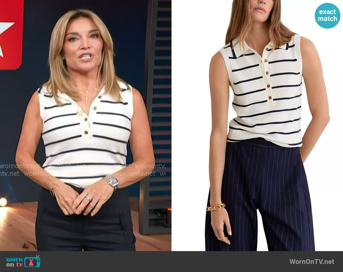 Kit’s white striped vest on Access Hollywood