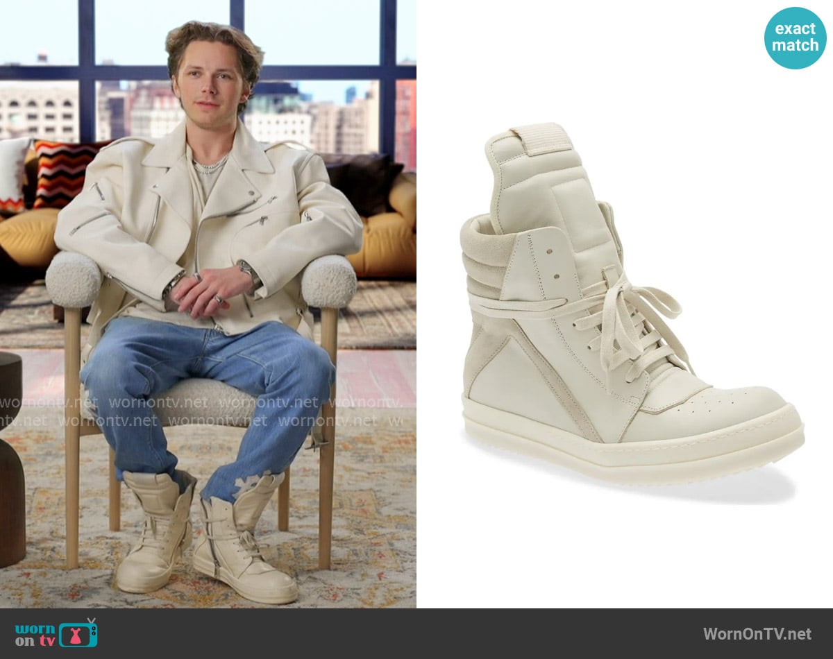 Rick Owens Geobasket High Top Sneaker worn by Hudson McLeroy on Next Gen NYC