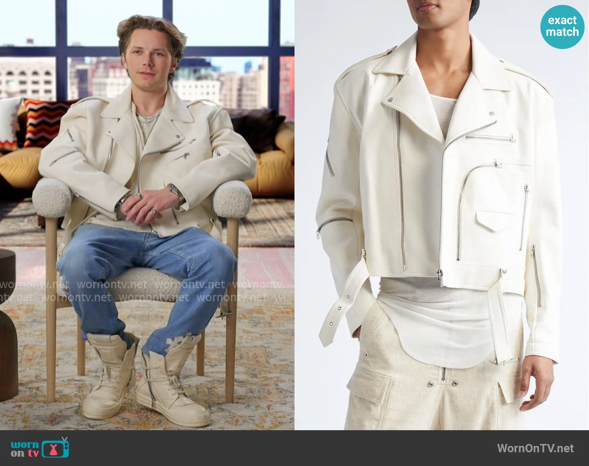 Rick Owens Jumbo Bauhaus Stooges Crop Leather Jacket worn by Hudson McLeroy on Next Gen NYC
