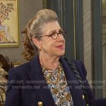 Rita’s floral blouse and navy blazer on Days of our Lives