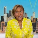 Robin's yellow printed button down blouse on Good Morning America