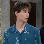 Rocco’s teal blue printed shirt on General Hospital