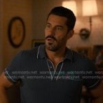Ronnie’s navy ribbed polo with white piping on Sweet Magnolias