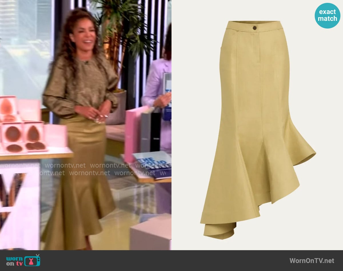 Rosie Assoulin Wave Cotton Twill Midi Skirt worn by Sunny Hostin on The View
