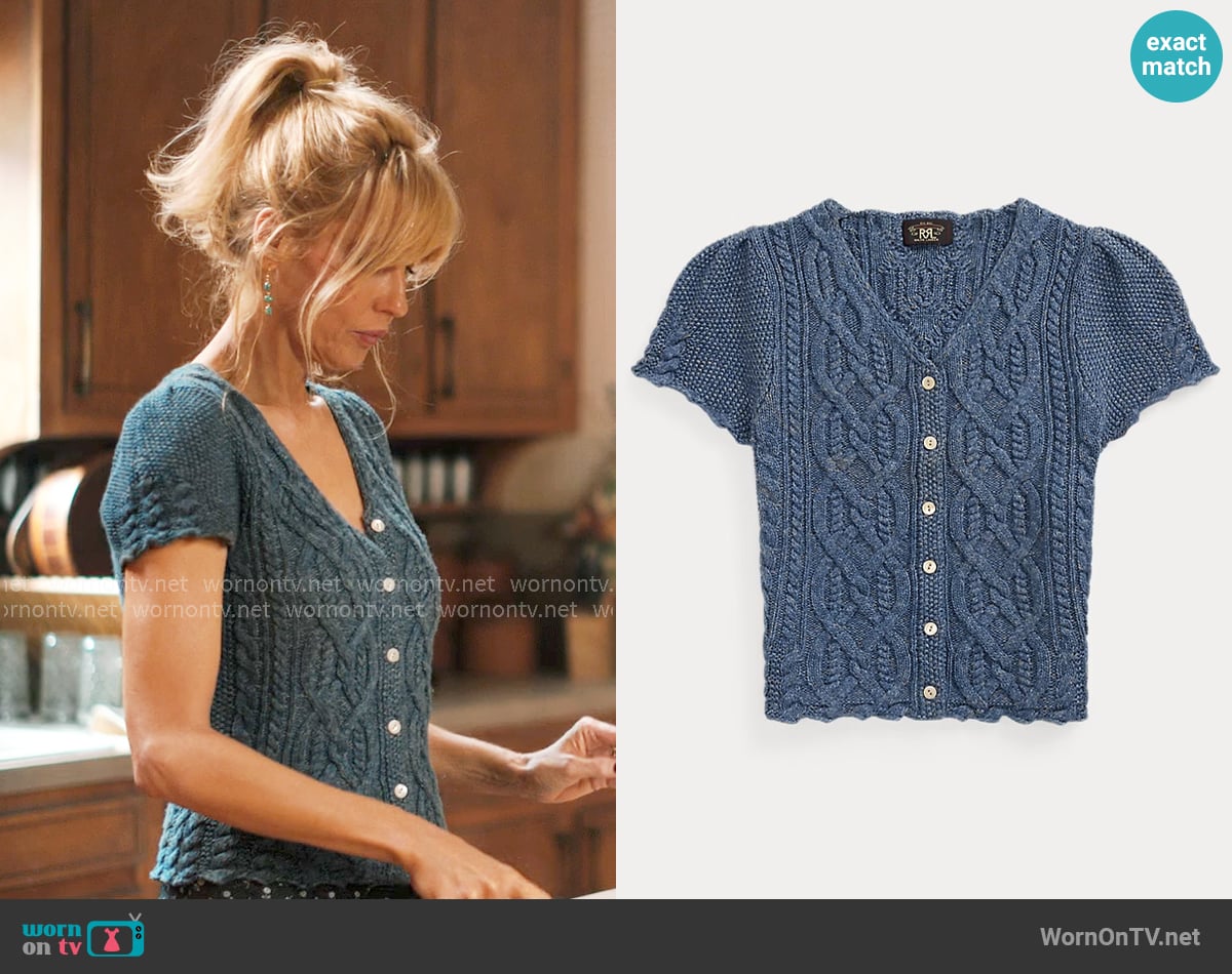 RRL Linen-Blend Cable-Knit Top worn by Beth Dutton (Kelly Reilly) on Dutton Ranch