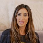Rulla’s black Medusa logo sweatshirt on The Real Housewives of Rhode Island
