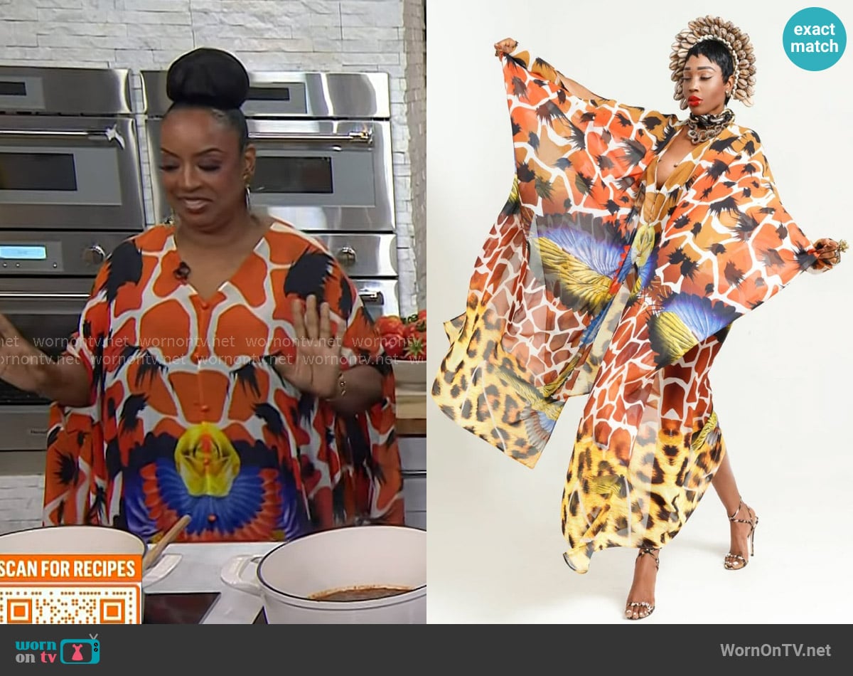 Melba Wilson’s orange animal print kaftan on Today Melba Wilson’s orange animal print kaftan on Today