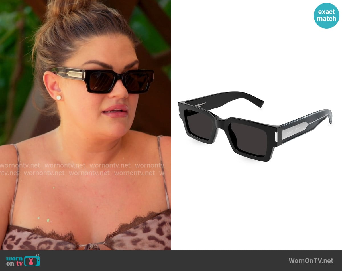 Saint Laurent Naked Wirecore 50MM Rectangular Sunglasses worn by Brittany Cartwright on The Valley