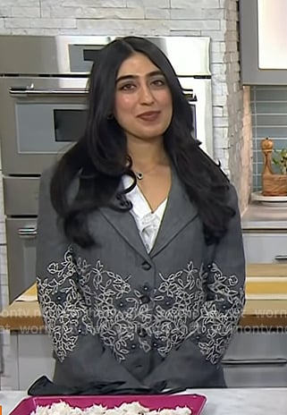Samah Dada’s grey floral embellished blazer on Today
