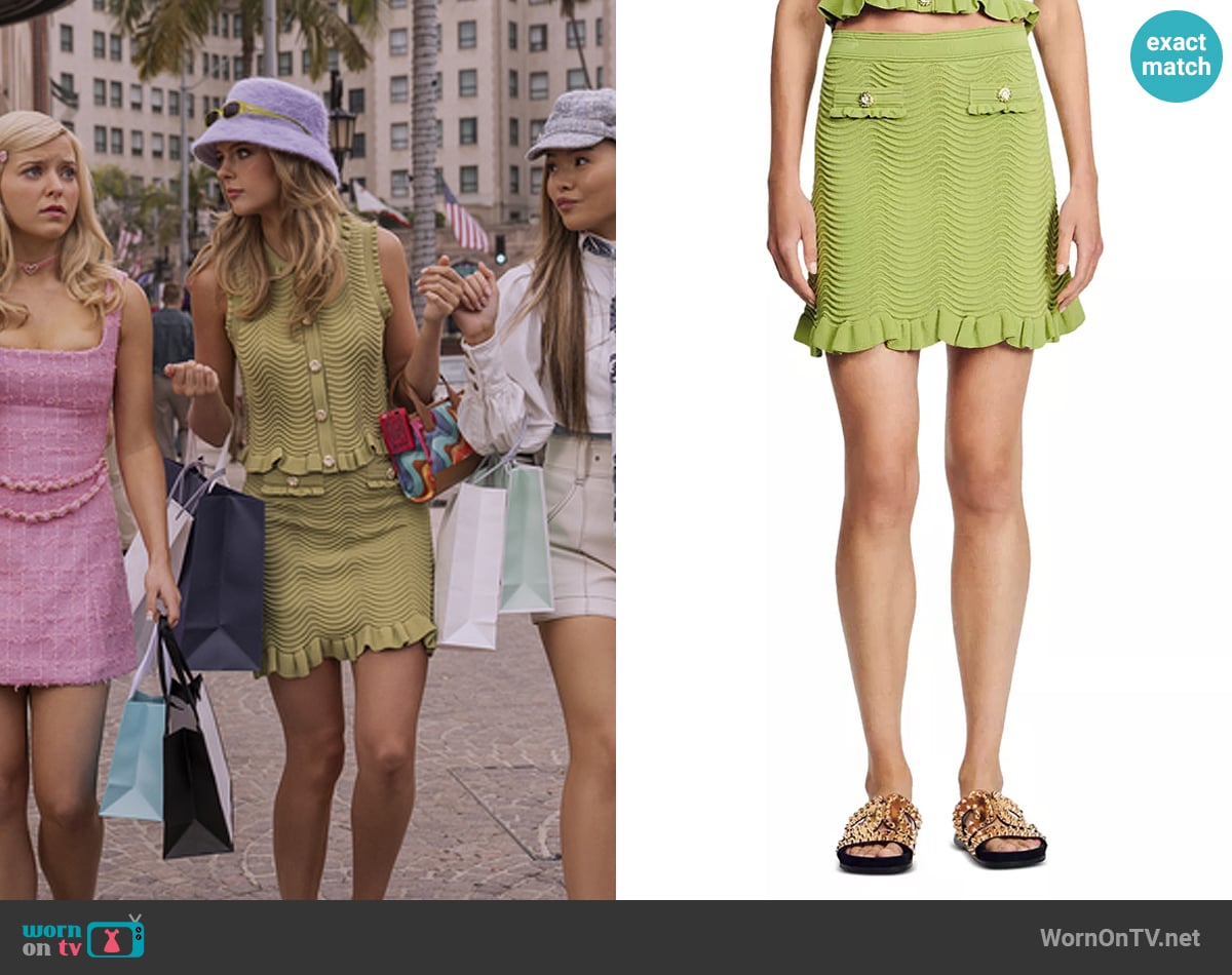 Sandro Alina Knit Mini Skirt worn by Madison (Jessica Belkin) on Elle