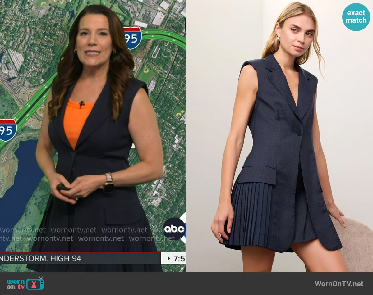 Sandro Carine Sleeveless Blazer Mini Dress worn by Heather O’Rourke on Good Morning America