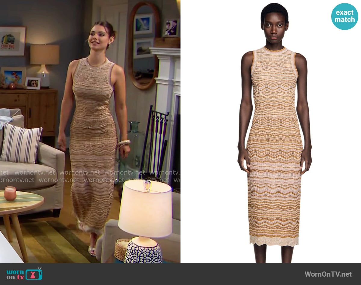 Sandro Fancy knit maxi dress worn by Electra Forrester (Laneya Grace) on The Bold and the Beautiful