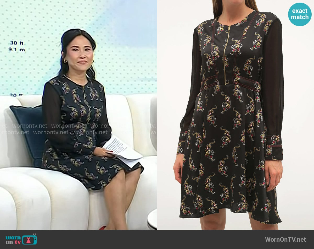 Sandro Kaiya Tiger Print Dress worn by Vicky Nguyen on Today