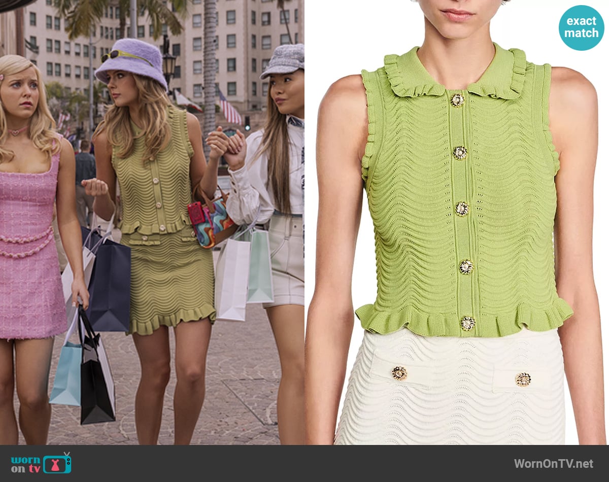 Sandro Lina Sleeveless Textured Knit Top worn by Madison (Jessica Belkin) on Elle