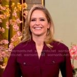 Sara's burgundy short seleve utility mini dress on The View