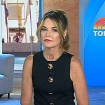 Savannah’s black sleeveless top with gold buttonds on Today