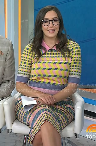 Savannah’s geometric polo sweater and skirt on Today