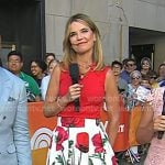 Savannah’s red sleeveless polo and floral print skirt on Today