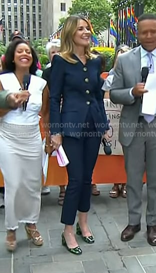 Savannah’s v-neck denim jacket and pants on Today