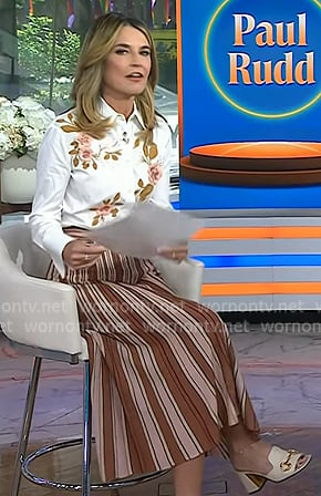 Savannah’s white horsebit slide sandals on Today