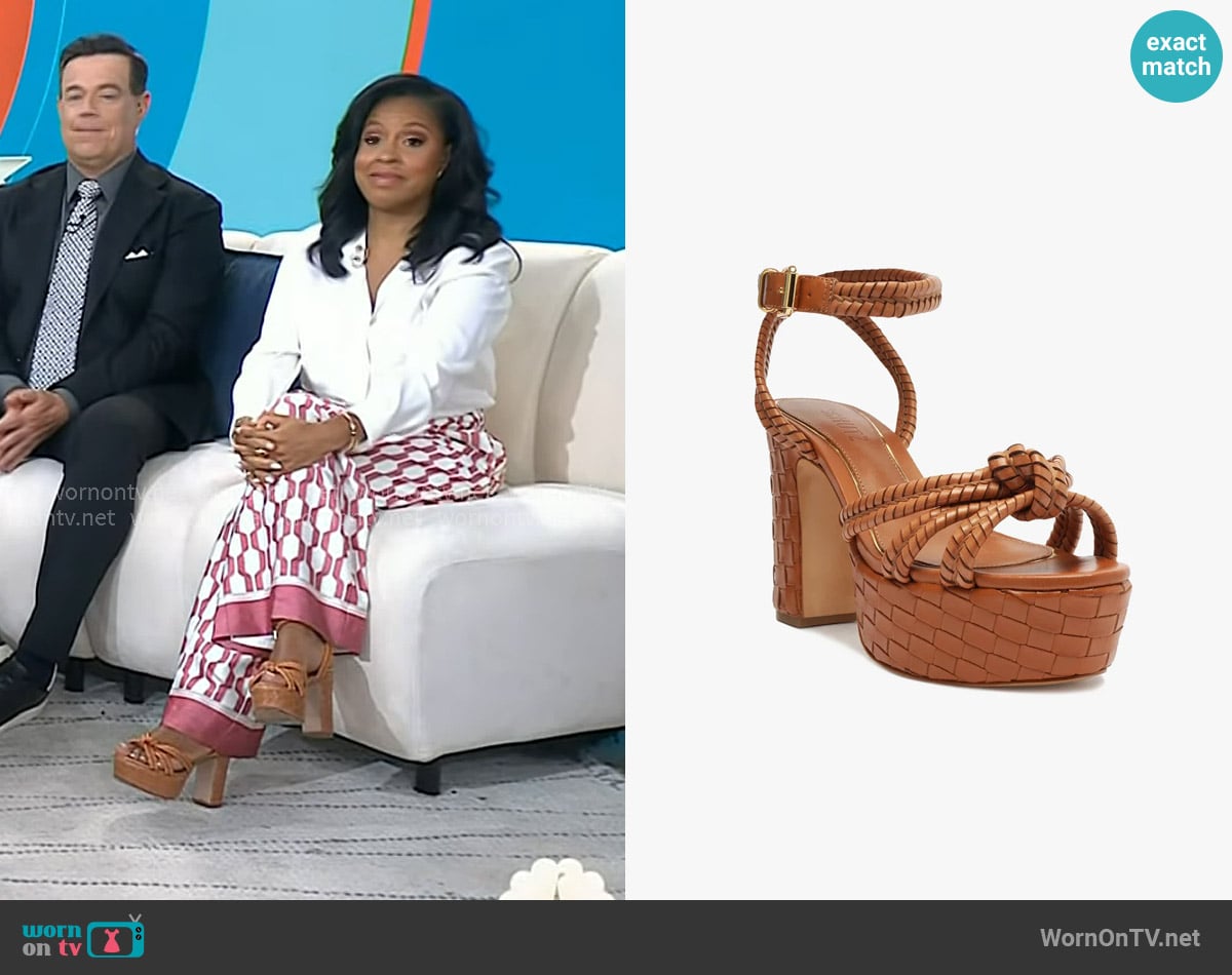 Sheinelle’s brown platform sandals on Today Sheinelle’s brown platform sandals on Today