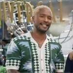 Scott’s geometric print shirt on Access Hollywood