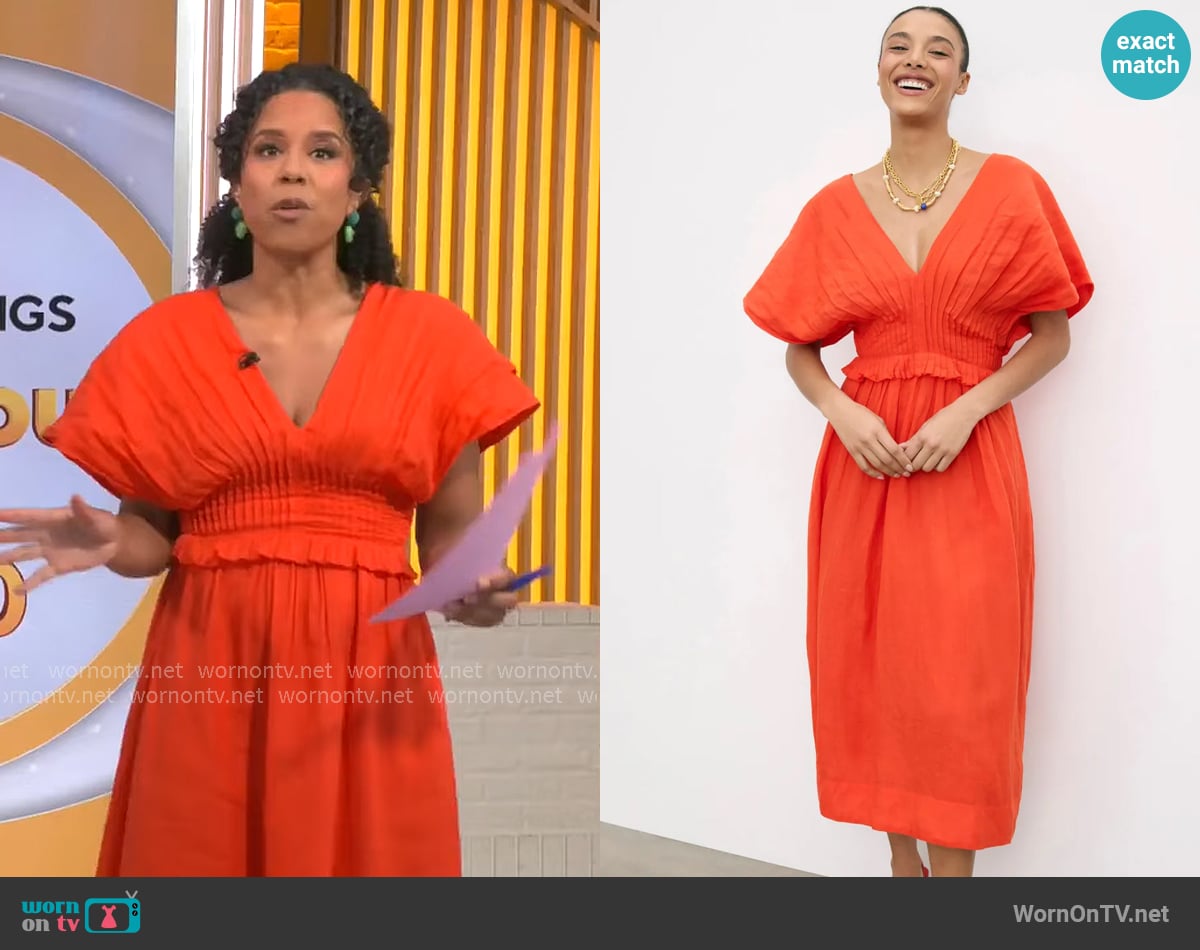 Sea New York Zora Midi Dress worn by Adriana Diaz on CBS Mornings