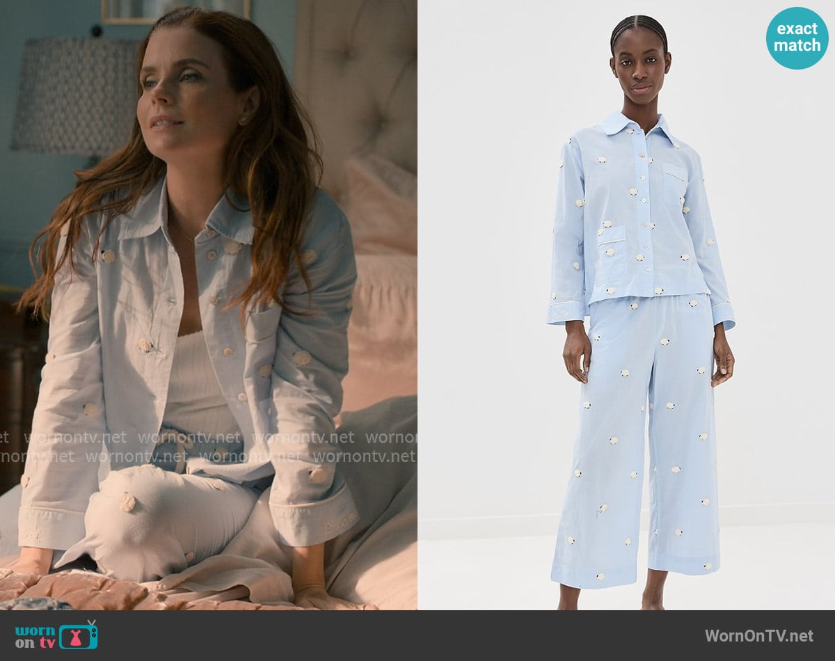 Sea Sheep Sleepwear Button Down PJ Set worn by Maddie Townsend (JoAnna Garcia Swisher) on Sweet Magnolias