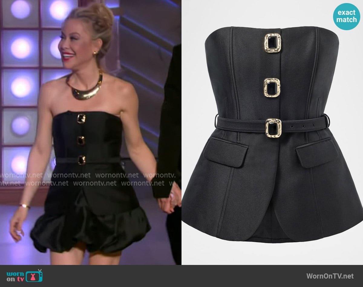 Self Portrait Taffeta Bandeau Top worn by Tara Lipinski on The Kelly Clarkson Show