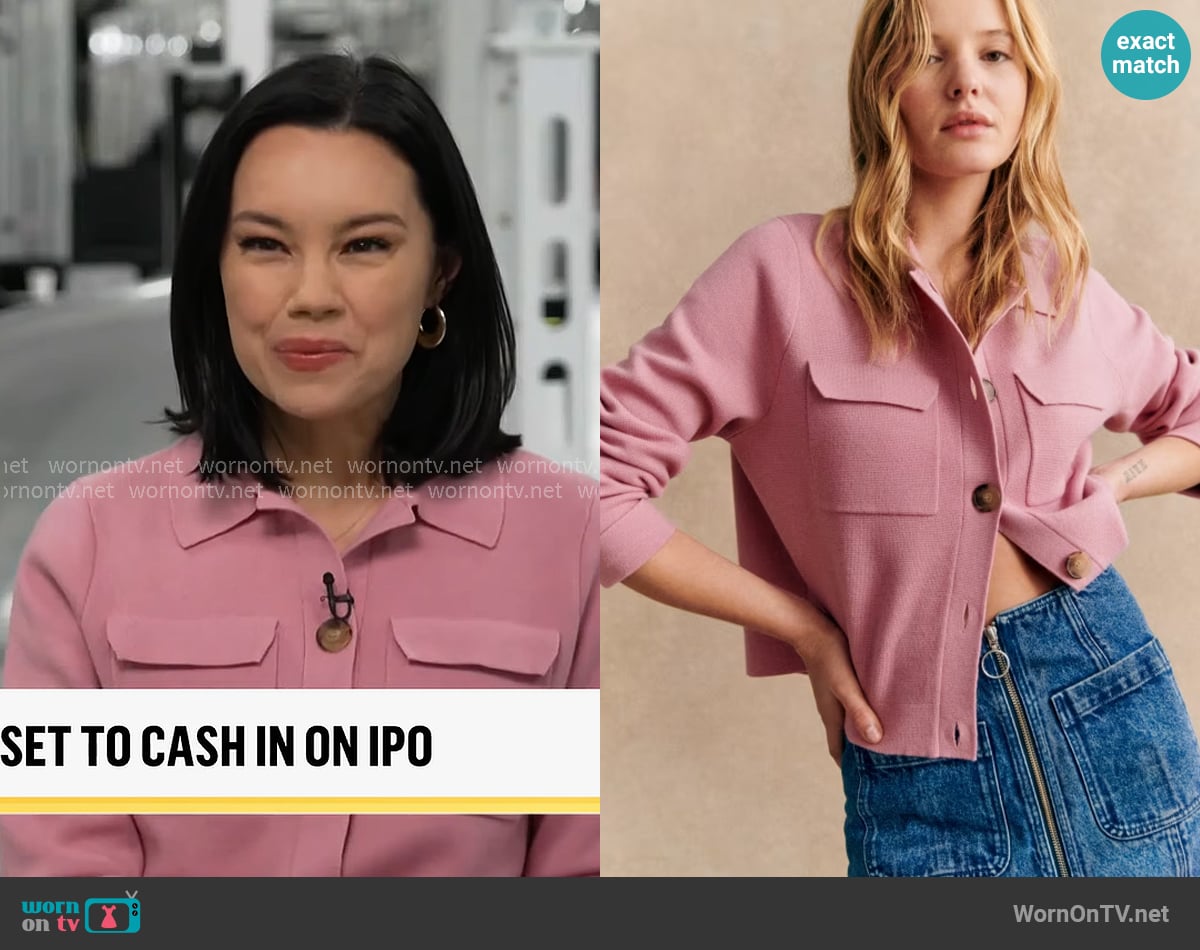 Sezane Betty Cardigan in Los Angeles Pink