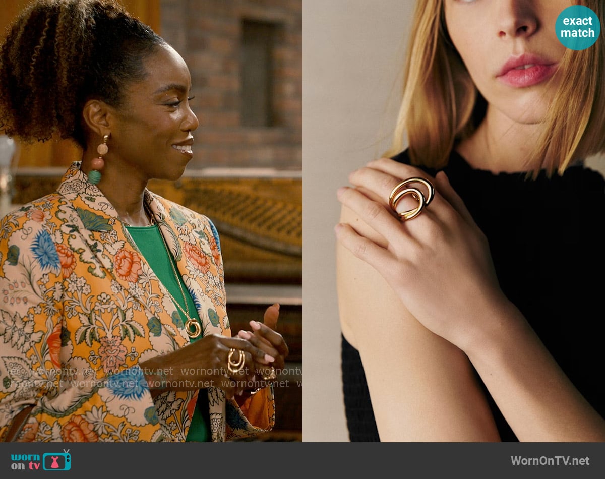 Sezane Gina Ring worn by Helen Decatur (Heather Headley) on Sweet Magnolias