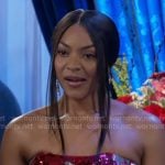 Shanice’s pink geometric sequin dress on Beyond the Gates