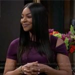 Shanice’s purple twist detail top on Beyond the Gates