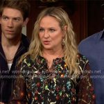 Sharon’s black printed blouse on The Young and the Restless