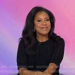 Sheinelle’s black pointelle top and striped skirt on Today