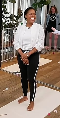 Sheinelle’s black side stripe leggings on Today