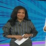 Sheinelle's brown striped mini shirtdress on Today