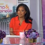 Sheinelle’s red polo sweater and brown pants on Today