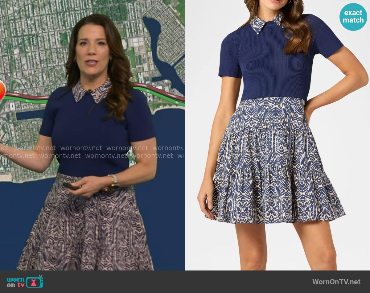 Shoshanna Lena Tiered Mixed Media Mini Dress worn by Heather O’Rourke on Good Morning America