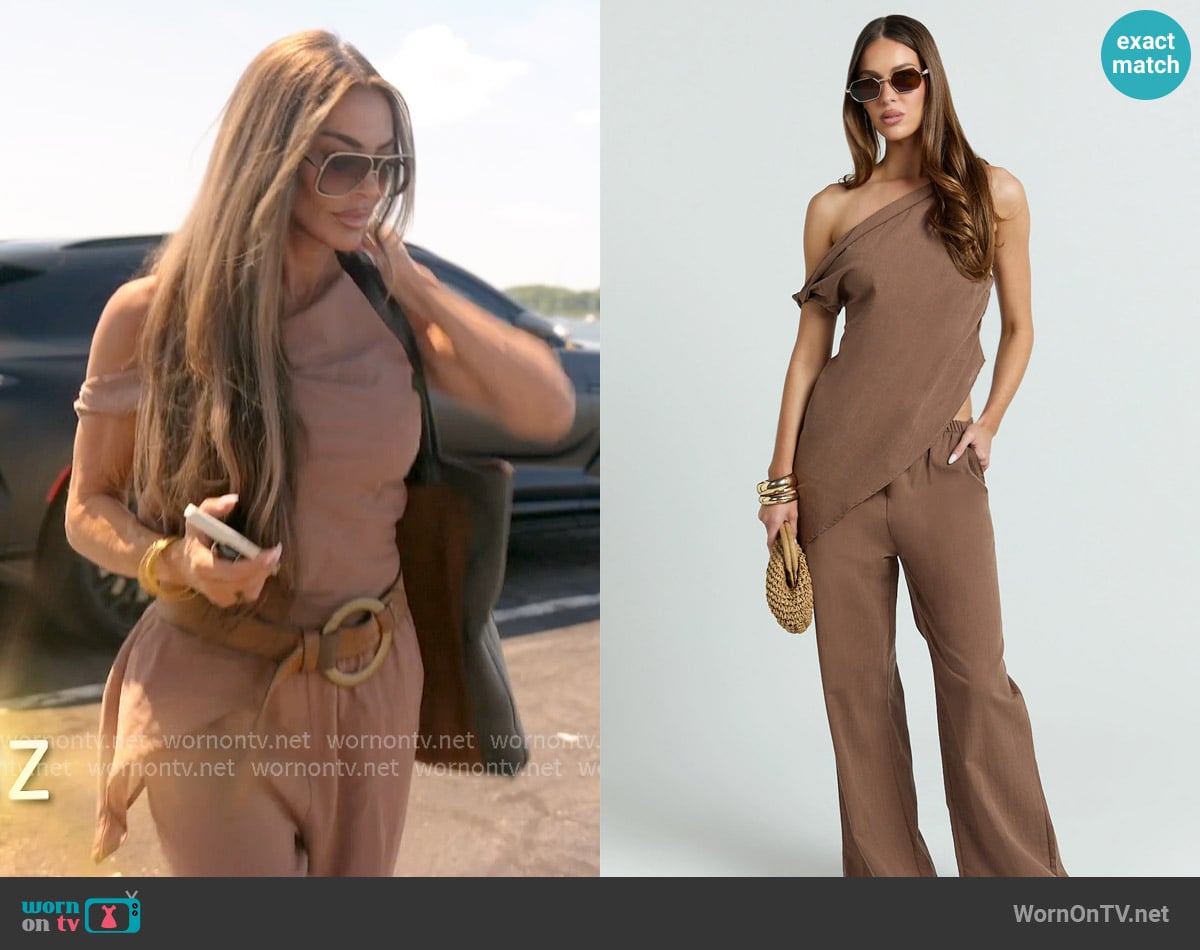 Showpo Annalie Two Piece Top and Pants Set worn by Liz McGraw on The Real Housewives of Rhode Island