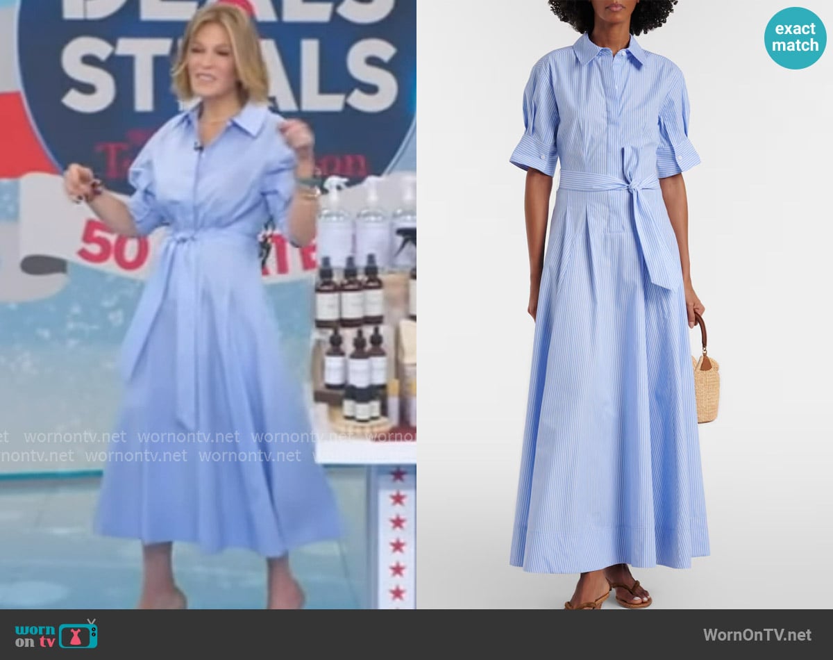 Simkhai Truman striped cotton maxi dress worn by Tory Johnson on Good Morning America