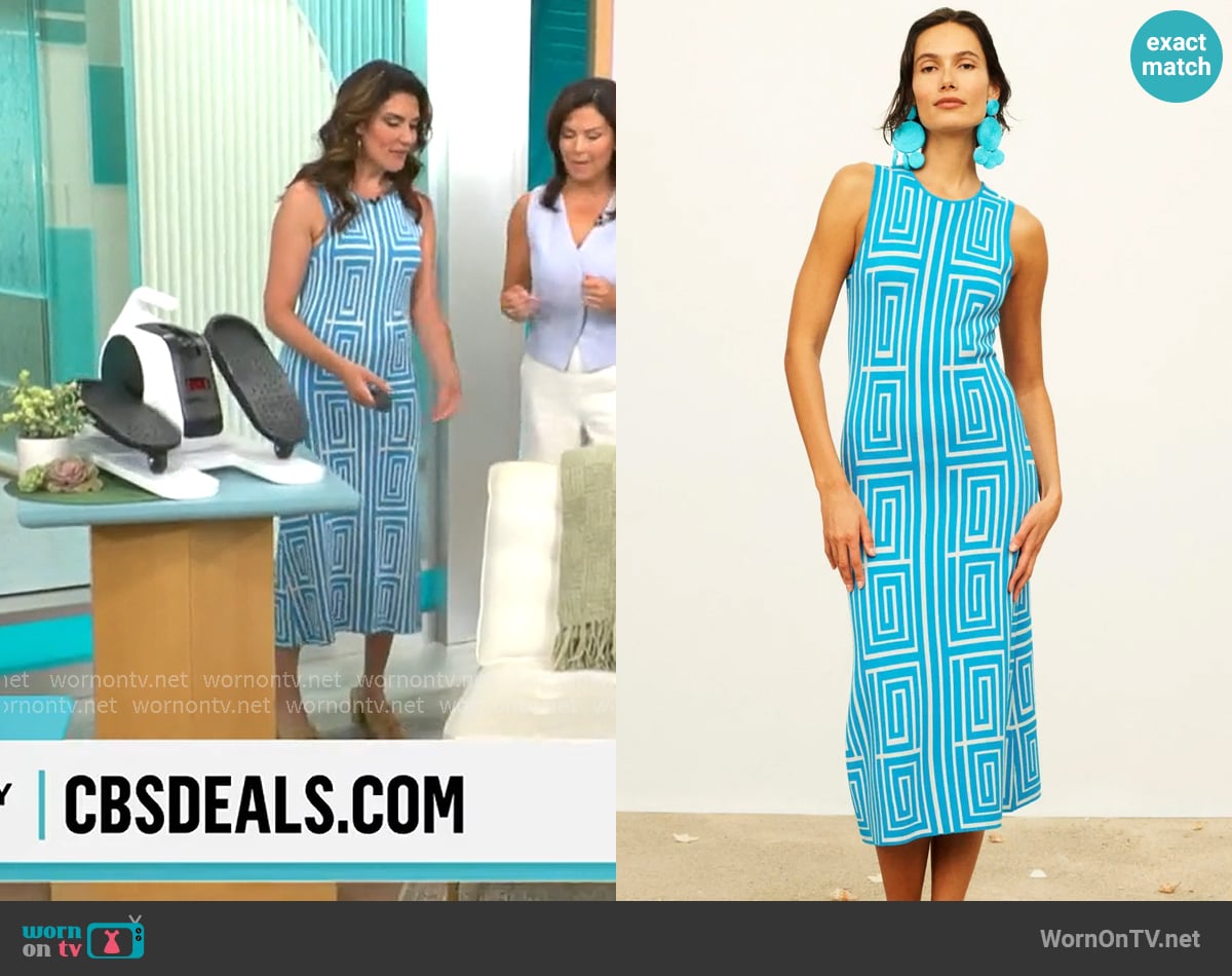 Simon Miller Axon Sleeveless Knit Midi Dress worn by Adriane Kiss on CBS Mornings