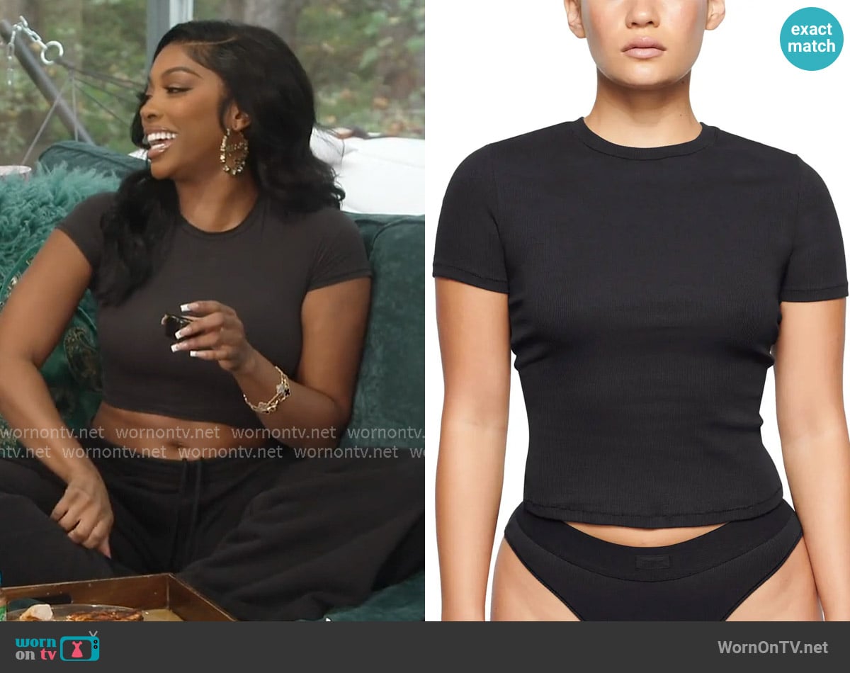 Skims Cotton Jersey Short Sleeved Tee worn by Porsha Williams on The Real Housewives of Atlanta