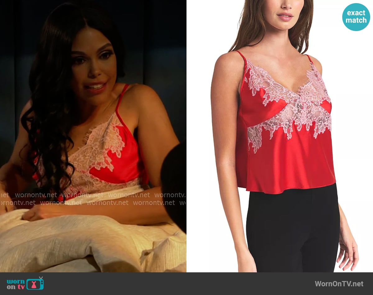 Skims Lace Cami in Ruby Contrast worn by Dani Dupree (Karla Mosley) on Beyond the Gates